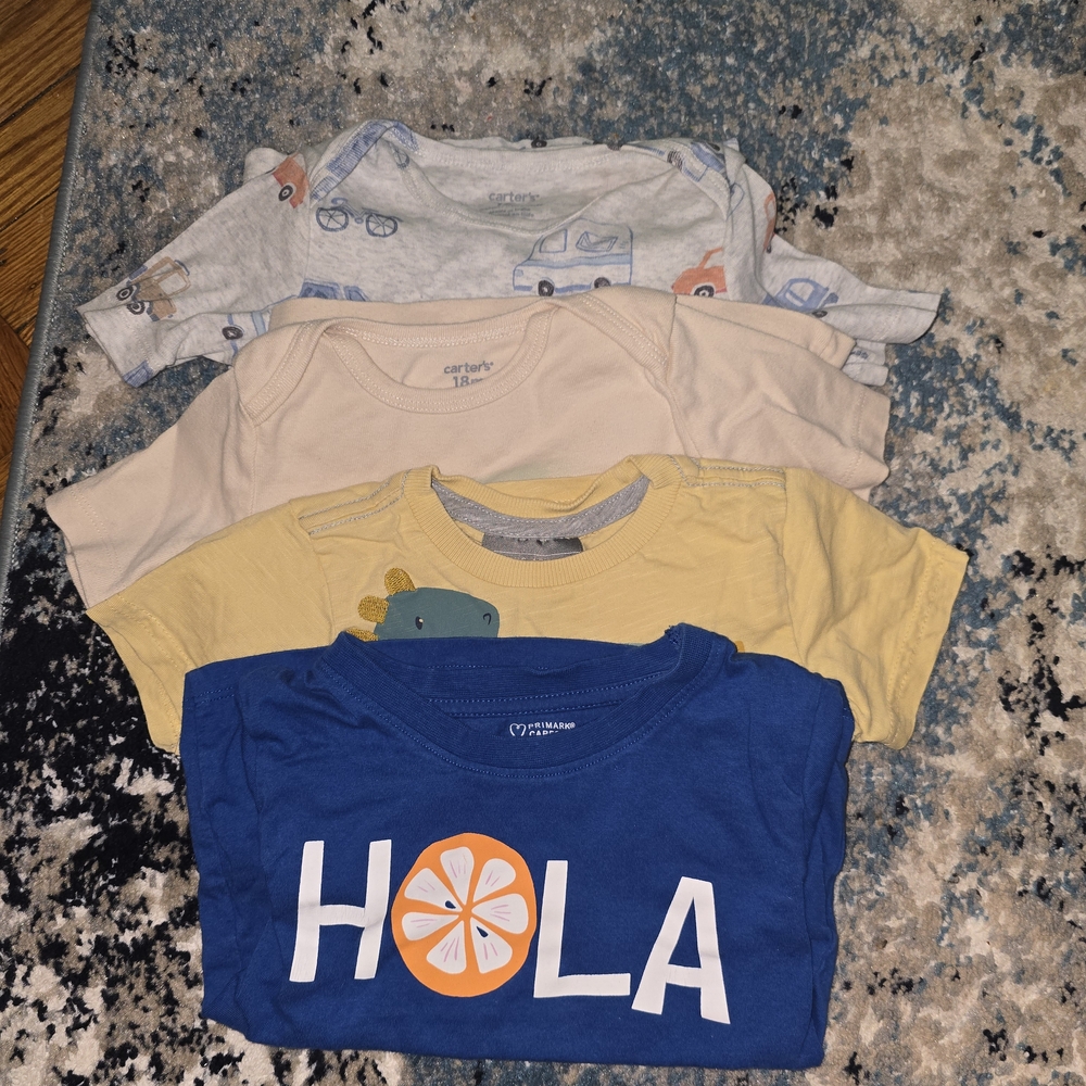 Carter's Short Sleeve Graphic Tees in Blue, Yellow, Cream, Light Gray